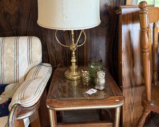 Wooden Side Table, Decorative Table Lamp