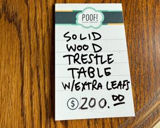 Solid Wood Trestle Table with Extra Leafs