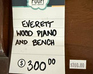 Everett Wood Piano and Bench 