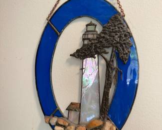 Stained Glass Hanging Lighthouse 