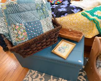 Quilts, Baskets, Ottoman 