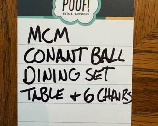 MCM Conant Ball Dining Set Table & 6 Chairs 