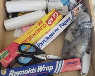 Plastic wrap, foil, parchment paper