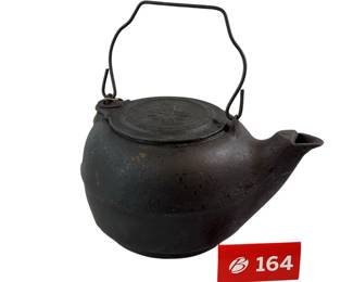 Pre 1890s Cast Iron Tea Kettle Gate Mark Bale Handle Sun Flower Lid *S