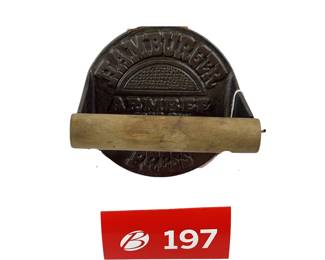1980 ARM BEE Corp Steer Underside Wood Handle Hamburger Press *NS