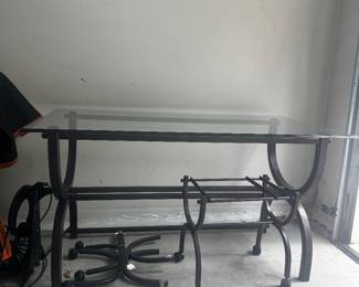 Glass and Iron Desk 