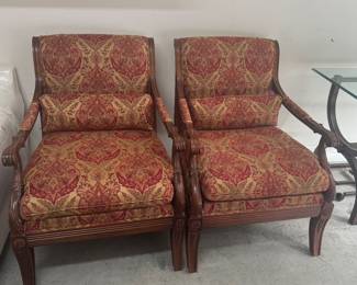 Vintage engraved, Ethan Allen accent chairs 