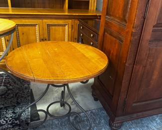Solid wood, iron base Ethan Allen side table 