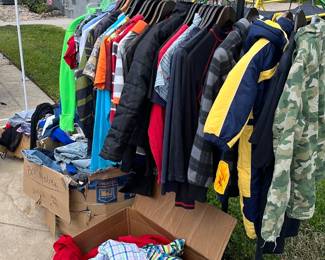 Boys clothing all sizes sorted by weather (hot vs cold)