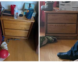 Multiple sets of solid wood nightstands, at least two matching pairs