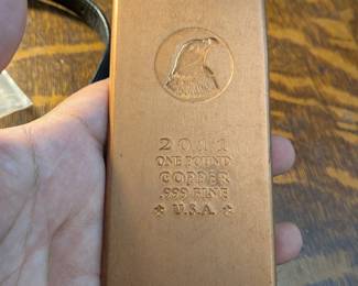Copper bar- 1 lb .999 pure