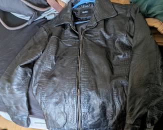 Men's Leather crocodile embossed jacket