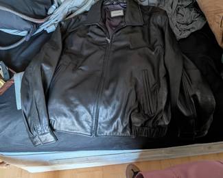 Men's black bomber leather jacket, hathaway brand