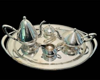 002 Modernistic Japanese Miyata Sterling Silver Tea Set