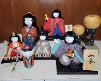 Japanese Kimekomi Kokeshi Dolls