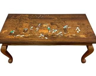 Ornately Inlaid Asian Coffee Table