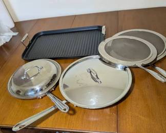 All Clad D5 Fry Pans With Lids And Splatter Guards . Nonstick Griddle