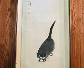 Large Chinese Framed Hanging Scroll
