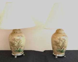 Chinoiserie Hand Painted Ginger Jar Lamps
