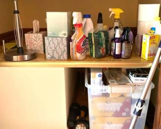 Mystery Lot of Cleaning Supplies, Paper Goods, Light Bulbs, More