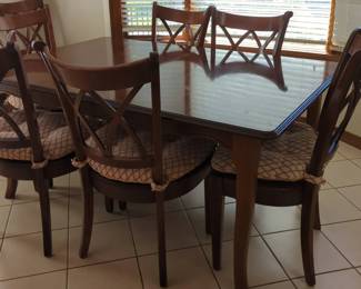 Nichols Stone Table with 8 Chairs and Custom Chair Pads