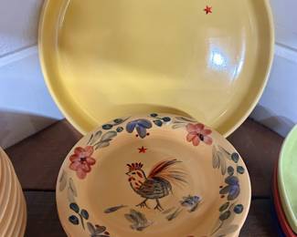 Hand-Painted Rooster Dinnerware Set