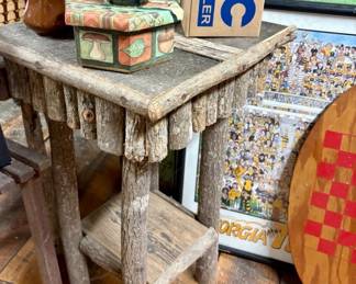 Rustic handmade twig accent table 
