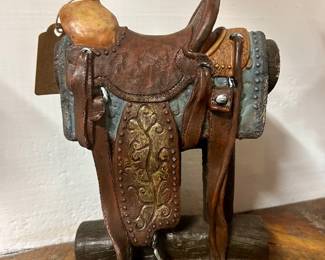 Decorative Western Saddle Sculpture