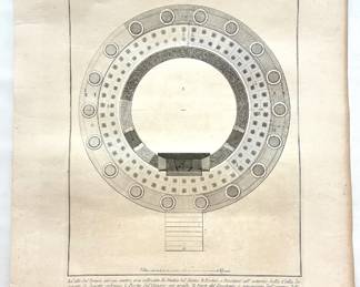 Francesco Piranesi (B1758 Italy) Limited Edition Architectural Etching Of Pianta Del Tempo Di Vesta In Tivoli Lot #: 65