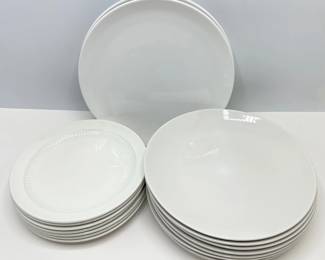 White Plates: 7 Wedgwood English Ironstone Dessert Plates & 9 Ikea Plates In 2 Sizes Lot #: 85