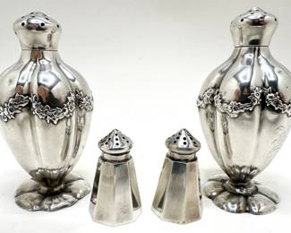 2 Sets Vintage Sterling Silver Salt & Pepper Shakers (5 Ounces) Lot #: 29
