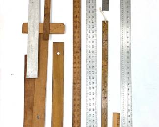 Over 12 Vintage Rulers & T-Squares Lot #: 94