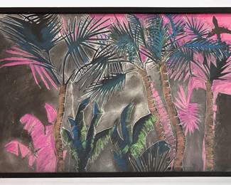 Victoria Taylor (1983) Original Mixed Media Collaged Painting Of Palm Trees Lot #: 39