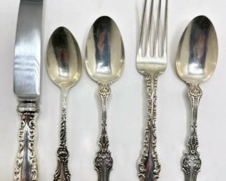 Vintage Sterling Silver Cutlery, Assorted Brands In Vintage Cutlery Box - 48 Pieces (total Weight 34 Ounces) Lot #: 8