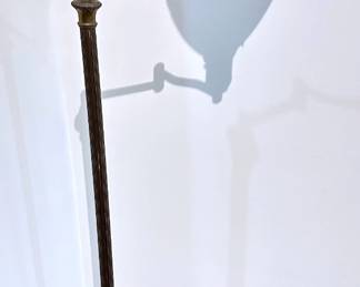 Antique Art Deco Torchiere Brass Swing Arm Floor Lamp With Milk Glass Shade Lot #: 36