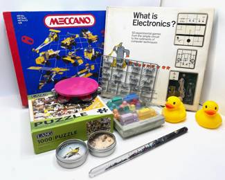 Vintage Science Kits, Rush Hour Traffic Jam Game, Rubber Duckies & More Toys Lot #: 118