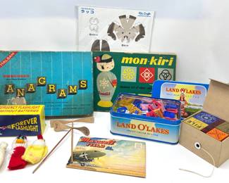 Vintage Games & Toys: Anagrams, Japanese Paper Cutting Book, Finger Puppets, New In Box Rubber Stamps & More Lot #: 117