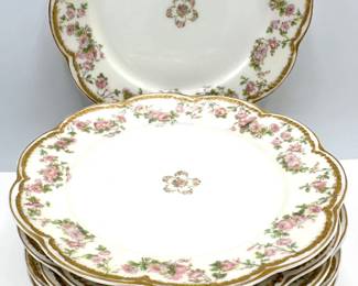 Set 12 Haviland & Co Limoges France Dessert Plates With Gold Accents Lot #: 31