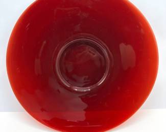 2 Red Glass Platters With Sunburst In Center & Bellini 1985 Ceramic Platter Lot #: 86
