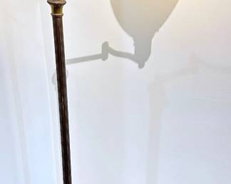 Antique Art Deco Torchiere Brass Swing Arm Floor Lamp With Milk Glass Shade Lot #: 36
