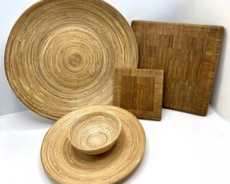 3 Bamboo Serving Bowls, 1 Extra Large & 2 Bamboo Butcher Block Cutting Boards Lot #: 51