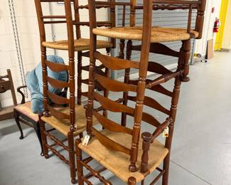 Ladder back chairs with rushed seats