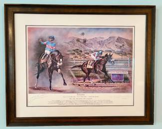 Artist and jockey signed Zenyatta "She came, she pawed, she conquered"