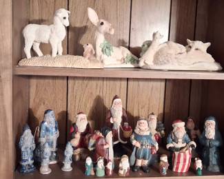 Great wood carved and pottery santas