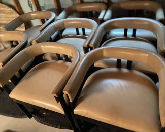 Leather and Iron Dining Chairs Set of  10