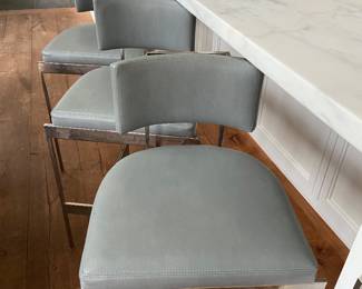 Powell and Bonnell Leather and Chrome Bar/Counter Stools