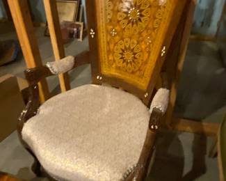 Antique Chait with inlay and Mosaic Detailing