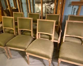 French Country Dining Chairs Olive Woven Fabric