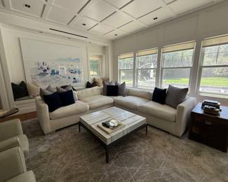 white textured sectional Sofa and Coffee Table