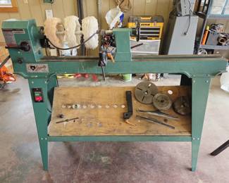 12.1.GRIZZLY wood lathe, 48in throat, tooling